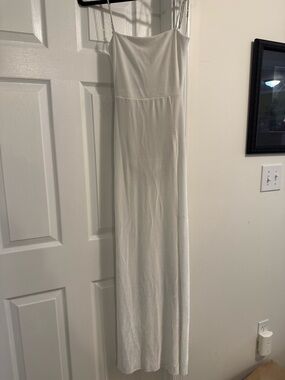 Lucy in the Sky White Velvet Spaghetti-Strap Maxi Dress